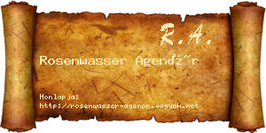 Rosenwasser Agenór névjegykártya